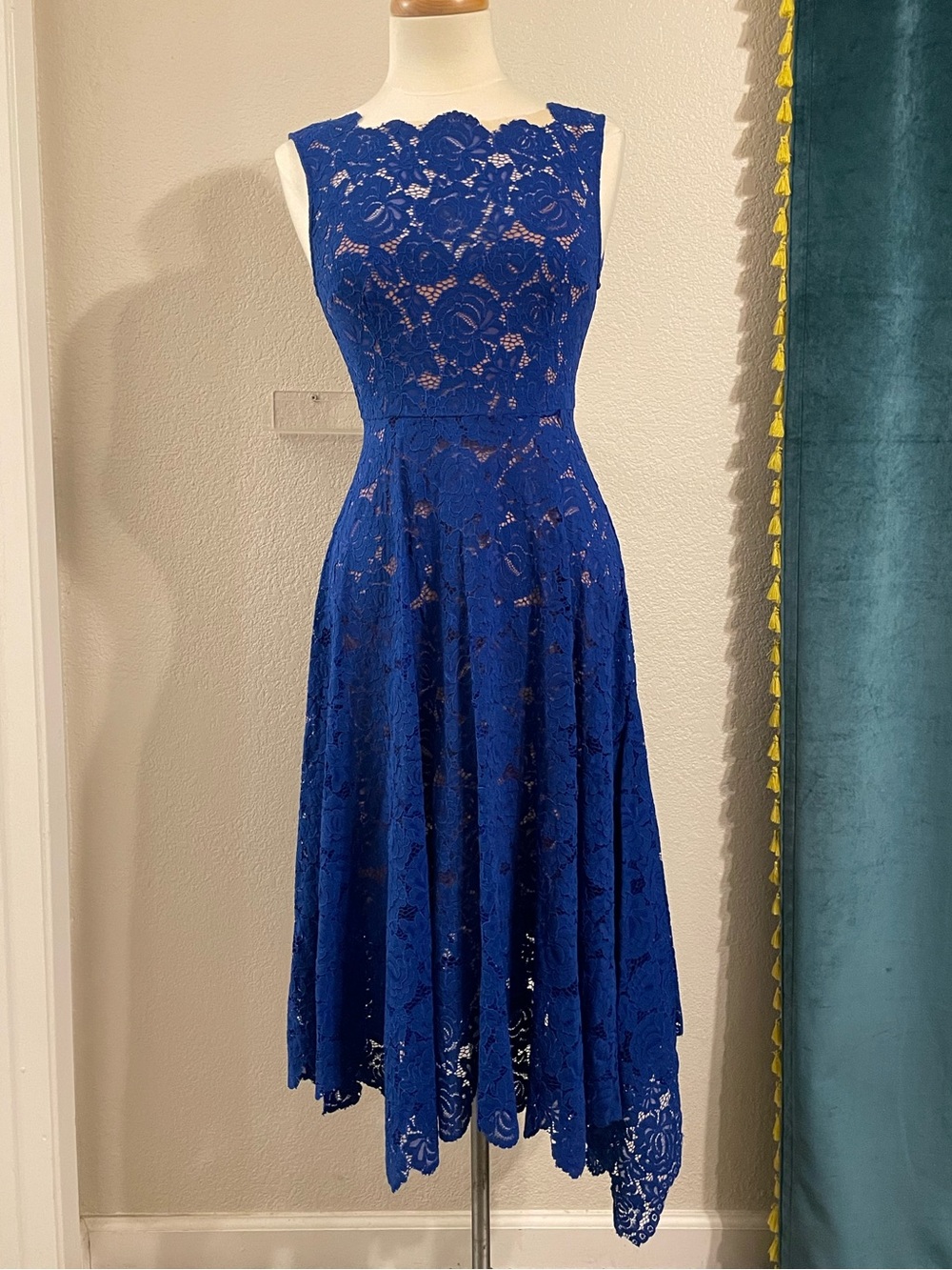 Tracy Reese Cerulean Sky (Cobalt Blue) Lace Midi Dress